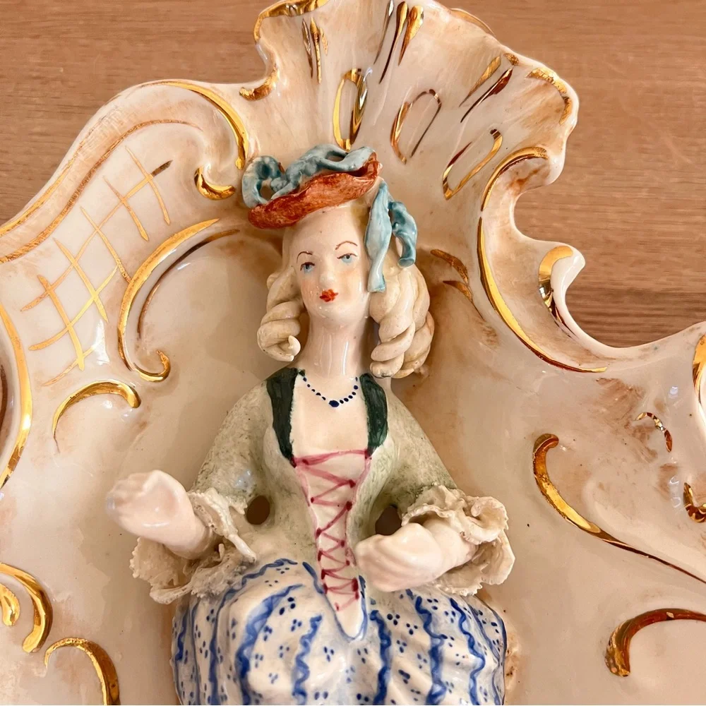 2 PCs RARE Vintage‎ Cordey Porcelain Wall Art Plaque Numbered Victorian Rococo